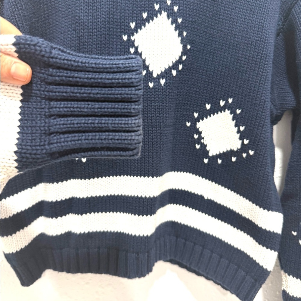 Liz Sport‎ vintage Navy and White Turtleneck Sweater S - Picture 4 of 8